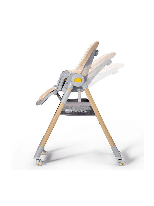Kinderkraft Lastree Pliabil Scaun de Masă pentru Copii cu Cadru Metalic Wood
