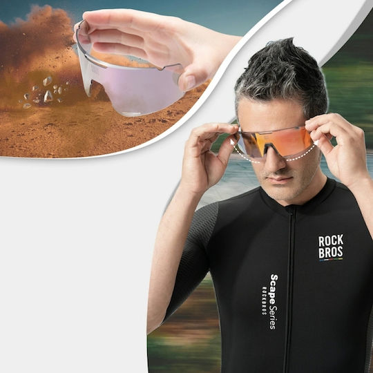 Rockbros Ochelari de Ciclism cu Ramă Gri și Lentile Transparente / Fotocromice / Polarizate