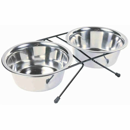 Trixie Bol Inoxidabil pentru Hrană și Apă pentru Câine și Pisică 2 x 750ml 15cm