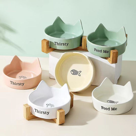Ceramic Food & Water Bowl For Cat 250ml