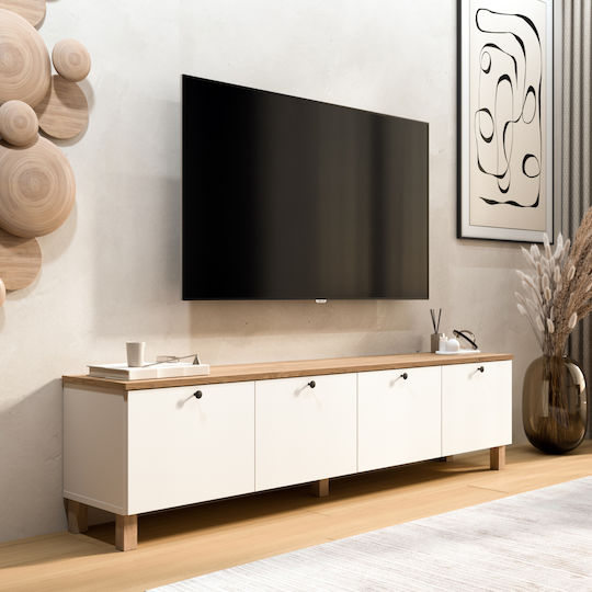 TV Stand Edda White/Natural W180xD34.1xH45.6cm