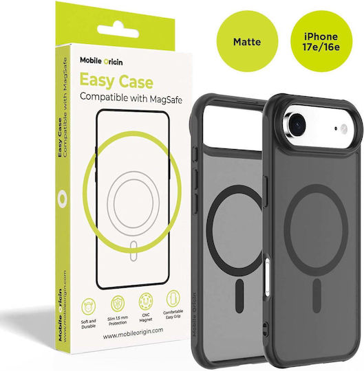 Mobile Origin Handyhülle Umschlag Rückseite Silikon 1.5mm Schwarze (iPhone 17e / 16e)