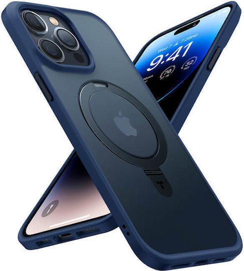 Torras Ostand Matt Magsafe Umschlag Rückseite Silikon Marineblaue Für iPhone 15 Pro Max