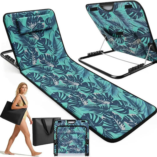 Abyz Strandliege Blau Klappbar Stahl mit Kissen 145x50cm