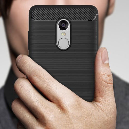 Forcell Brushed Carbon Fiber Back Cover Σιλικόνης Μαύρο (Redmi Note 4)