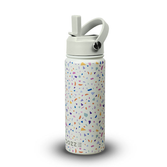 Dozze Stainless Steel Kids Water Bottle Thermos with Straw Non Spill Beige 530ml