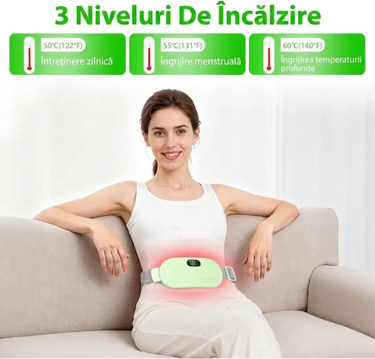 Centură de Masaj pentru Talie, Spate și Corp cu Vibrație și Funcție de Încălzire Verde