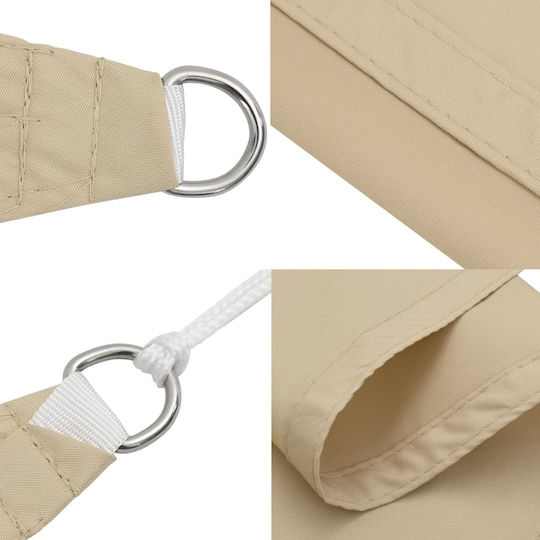 vidaXL Triunghi Umbrela Sail Bej Cu cerc & cu strat PU 3.5x3.5x4.9m confecționat din țesătură Oxford