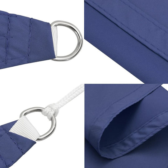 vidaXL Triangle Shade Sail Blue With Hoop & with PU Coating 5x6x6m made of Oxford fabric