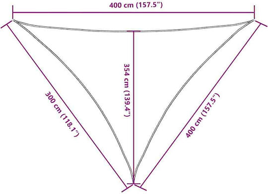 vidaXL Dreieck Sonnensegel Gray Mit Hoop & mit PU-Beschichtung 3x4x4m hergestellt aus Oxford-Gewebe