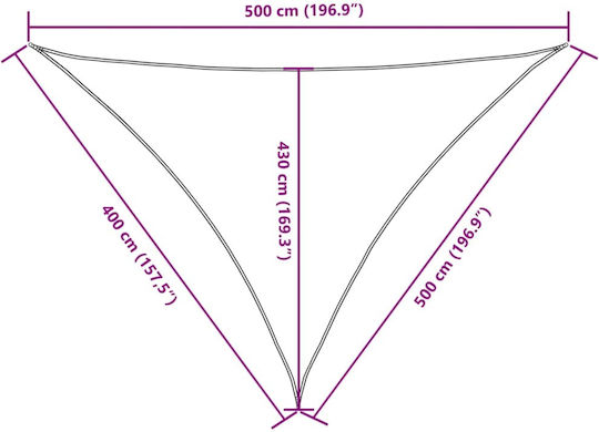vidaXL Dreieck Sonnensegel Gelb Mit Hoop & mit PU-Beschichtung 4x5m hergestellt aus Oxford-Gewebe