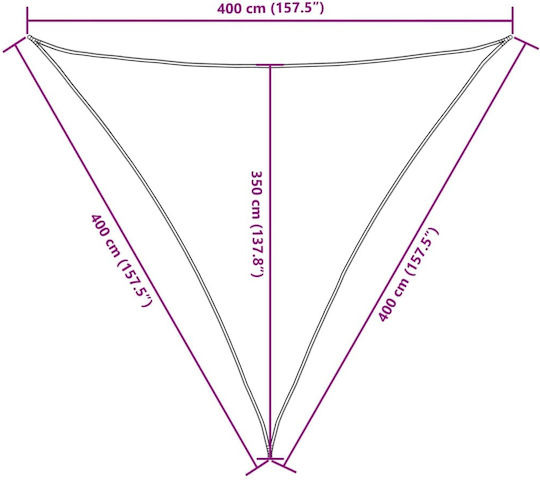 vidaXL Triangle Shade Sail Black With Hoop & with PU Coating 4m made of Oxford fabric