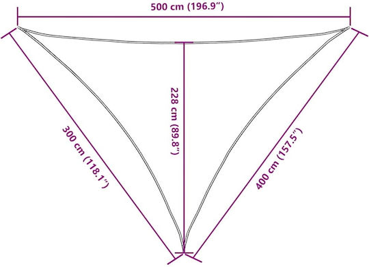 vidaXL Triangle Shade Sail Black With Hoop & with PU Coating 3x4m made of Oxford fabric