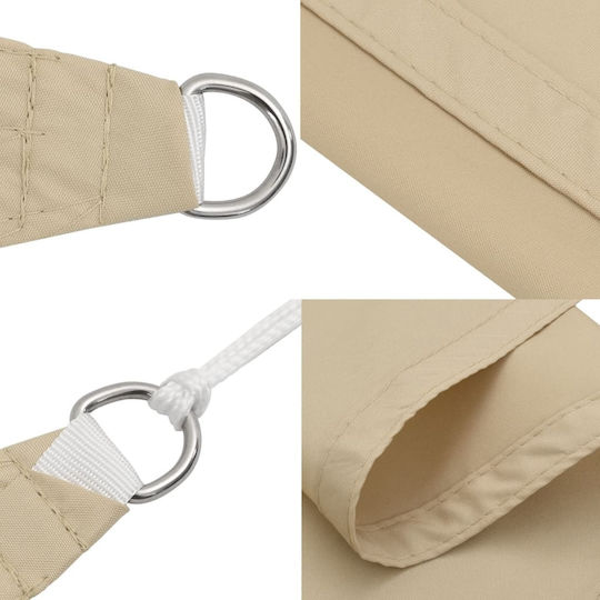 vidaXL Triangle Shade Sail Beige With Hoop & with PU Coating 5x6m made of Oxford fabric