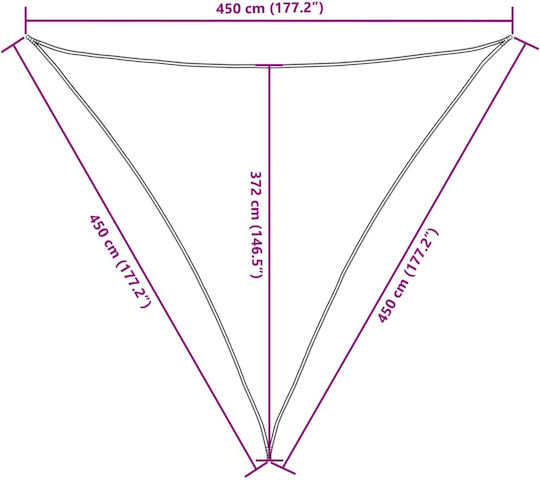 vidaXL Triangle Shade Sail Brown With Hoop & with PU Coating 4.5m made of Oxford fabric