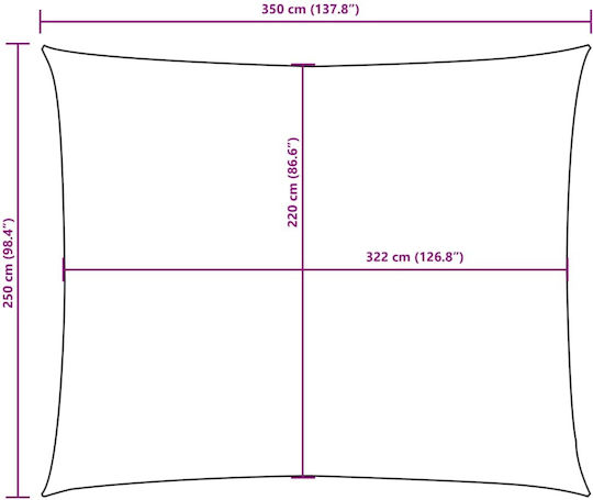 vidaXL Rechteckig Sonnensegel Gray Mit Hoop & mit PU-Beschichtung 2.5x3.5m Rechteck aus Oxford-Gewebe