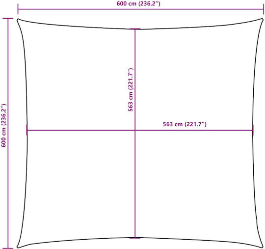 vidaXL Square Shade Sail Brown With Hoop & with PU Coating 6x6m Square made of Oxford fabric