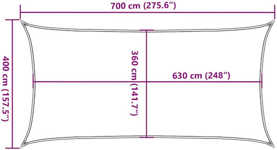 vidaXL Правоъгълена Shade Sail Бял С парчета 4x7m 160гр/кв.м изработен от HDPE 160gr/m²