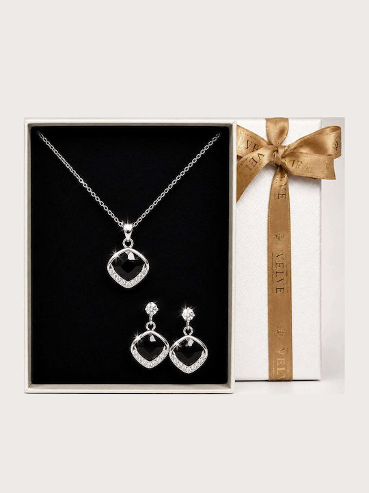 Velve Velve Schmuckset mit Ohrringen und Anhänger aus Silber mit Steinen