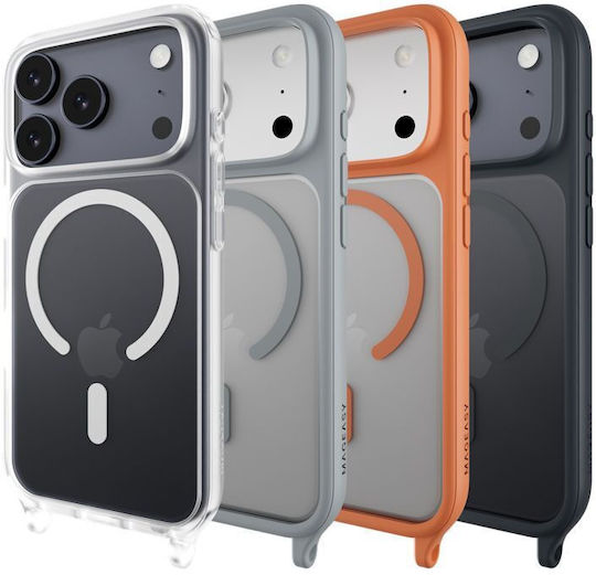 Mageasy Roar M With Lanyard Back Cover Silicon cu Curea Coral (iPhone 17 Pro Max)