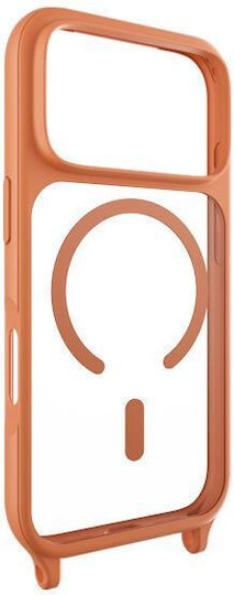 Mageasy Roar M With Lanyard Back Cover Silicon cu Curea Coral (iPhone 17 Pro Max)