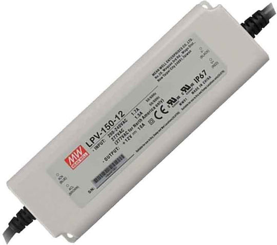 Mean Well Lpv-150-12 Τροφοδοτικό Led Στεγανό Ip67 Ισχύος 150w 12vdc
