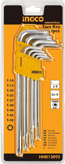 Ingco Σετ 9 Κλειδιά Torx σε Σχήμα L