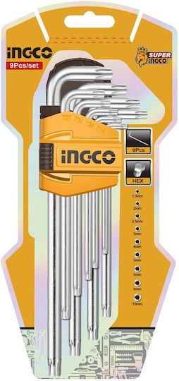 Ingco Σετ 9 Κλειδιά Torx σε Σχήμα L