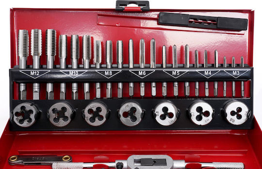 Kraft & Dele KD10090 Hand Taps with Tap Wrench Steel 32pcs