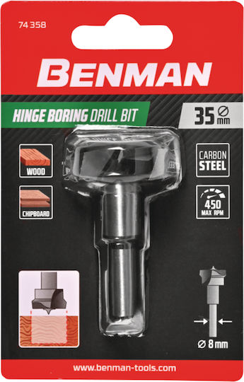 Benman Automatic Hinge Drill with Guide Ø35x60mm Cutter Bit for Wood \ Plastic 35mm with Guide
