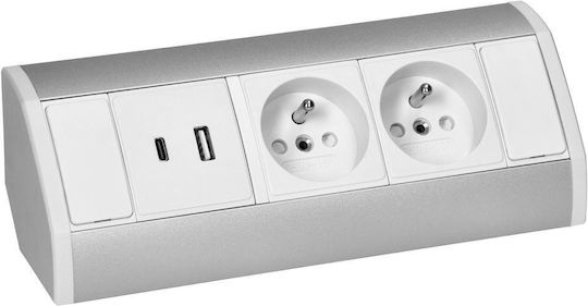 Orno Power Socket with 2 USB Ports White 1pcs