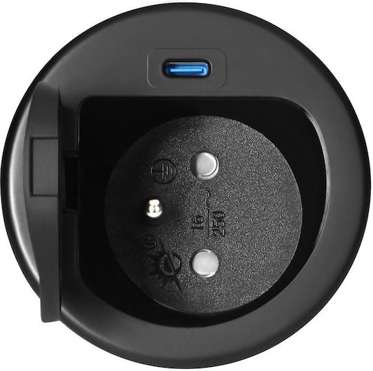 Furniture Nest 6cm Recessed Into Countertop Walled Lid USB Charger Cable 1.9m 1x2p+z French 1xUSB Type-C