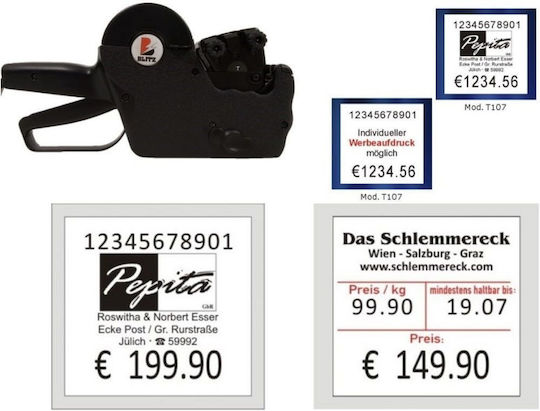 Blitz T107 Mechanisch Tragbarer Etikettendrucker 2 Zeile in Schwarz Farbe