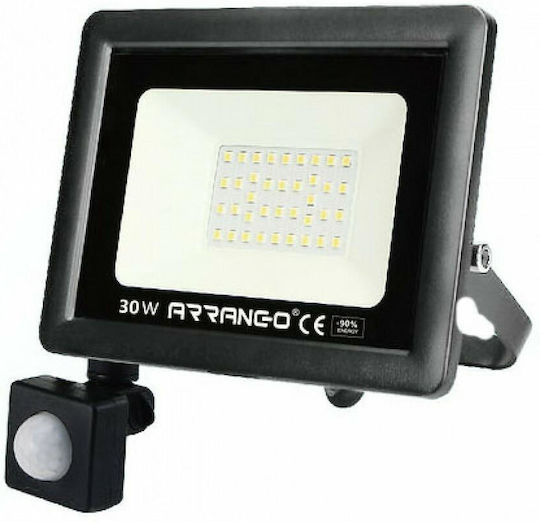 Arrango LED Flutlicht 50W Kaltweiß 6500K mit Bewegungssensor