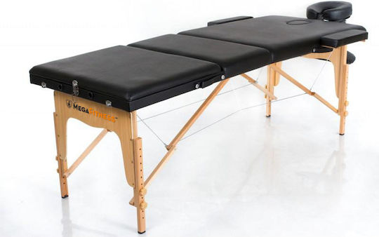 MegaFitness Megafitness Classic 3 Pat Masaj și Fizioterapie Portabil/Pliabil Negru din Lemn 192x70cm