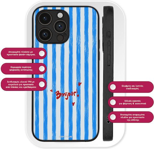 Sonique Stripe Stories Series Google Pixel 8a 5g Bonjour Blue Mobile Phone Case