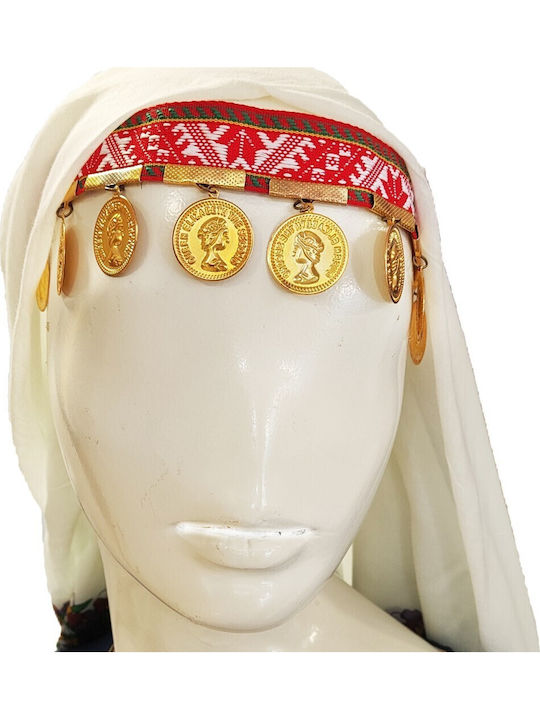 Traditional Costume of Samos with 2 Rows Necklace with Forehead Ribbon