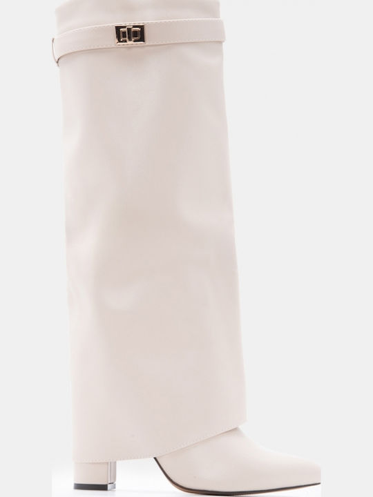 Women's Boots with High Heel Beige