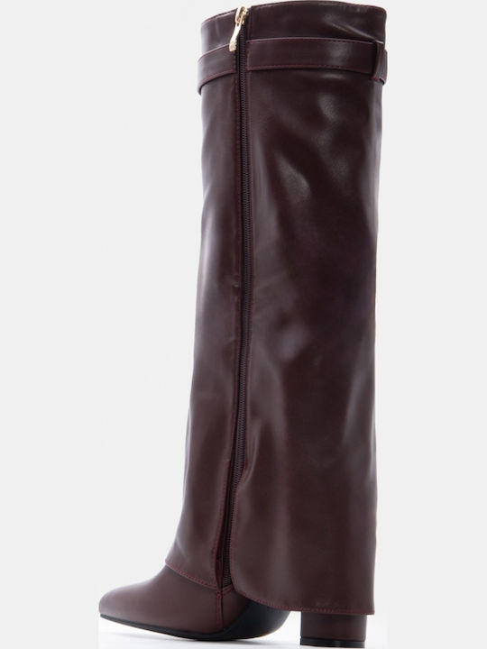 Damenstiefel mit Hochabsatz Burgundisch