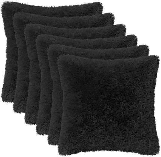 vidaXL Μαξιλάρι Καναπέ Heerlen Fleece Μαύρο 35x35εκ.