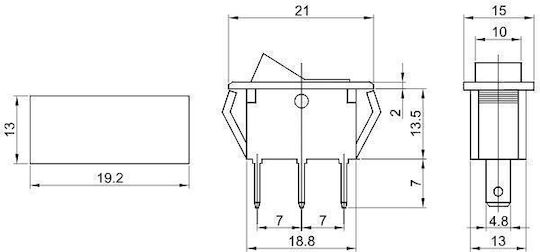 Roter Rocker-Schalter Ein-Aus Tes-33