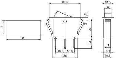 Червен Rocker Switch On-off Tes-21
