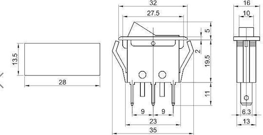 Red Rocker Switch On-off Tes-11