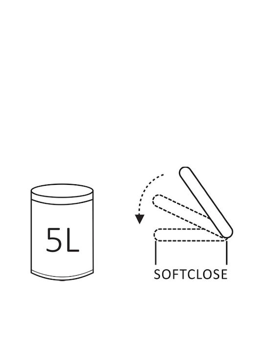 Differnz Inox Καλαθάκι Μπάνιου Soft Close 5lt Μαύρο