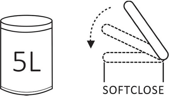 Differnz Inox Καλαθάκι Μπάνιου Soft Close 5lt