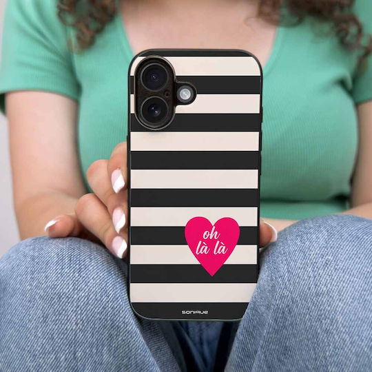Sonique Stripe Stories Series Case Oppo A57 4G Oppo A57s Oh La La Black