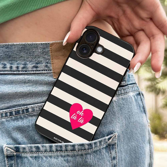 Sonique Stripe Stories Series Case Oppo A57 4G Oppo A57s Oh La La Black