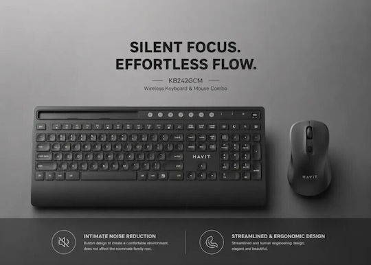 Havit KB242GCM Kabelloses Tastatur & Maus Set Englisch (US) Schwarz