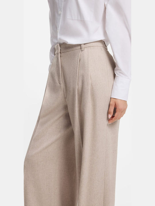 Damen Stoffhose Ausgestellt Beige Offen