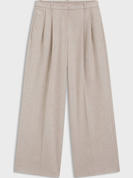 Damen Stoffhose Ausgestellt Beige Offen